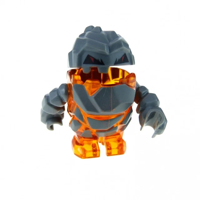 1x Lego Figurine Puissance Mineurs Rock Pierre Monster Firox Transparent Orange