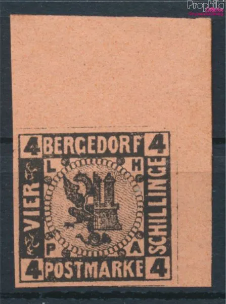 Briefmarken Bergedorf 1887 Mi 5ND Neu- bzw. Nachdruck mit Falz Flaggen un (10339