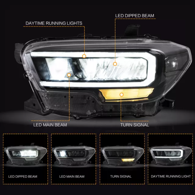 VLAND Full LED Phares Pour 2015-2022 Toyota Tacoma N300 Réflecteur Lampes 2x 2