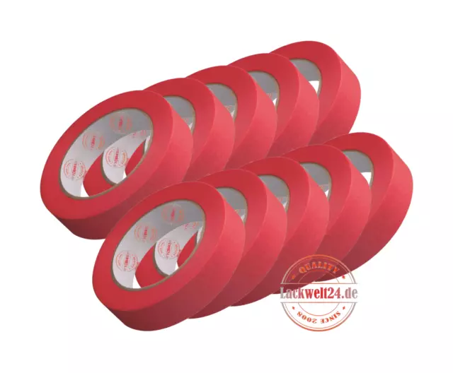 10 Rollen Profi-Abdeckband Rot, 30mm, Innen & Aussen, 110°C, wasserfest, UV-Fest