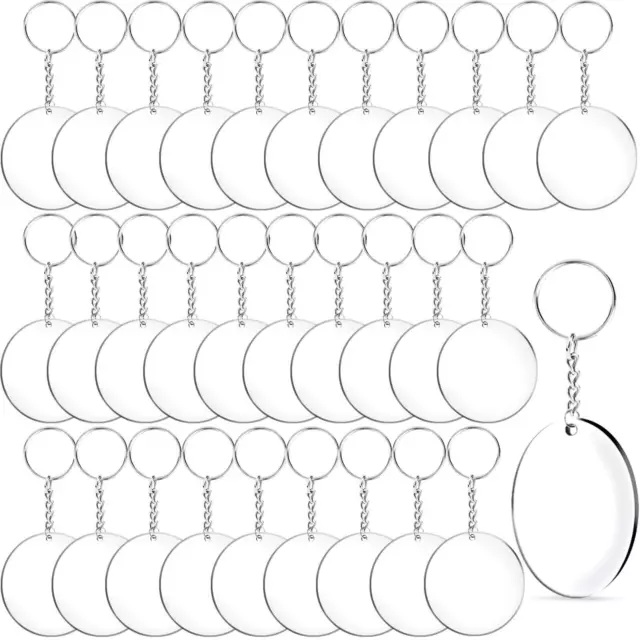 Duufin Acrilici a Cerchio Trasparente 5cm Dischi Acrilici Portachiavi Kit per