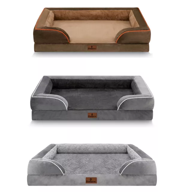 Orthopedic Foam L XL Dog Bed 3+1/2Side Memory Foam Bolster Pet Sofa with Cover