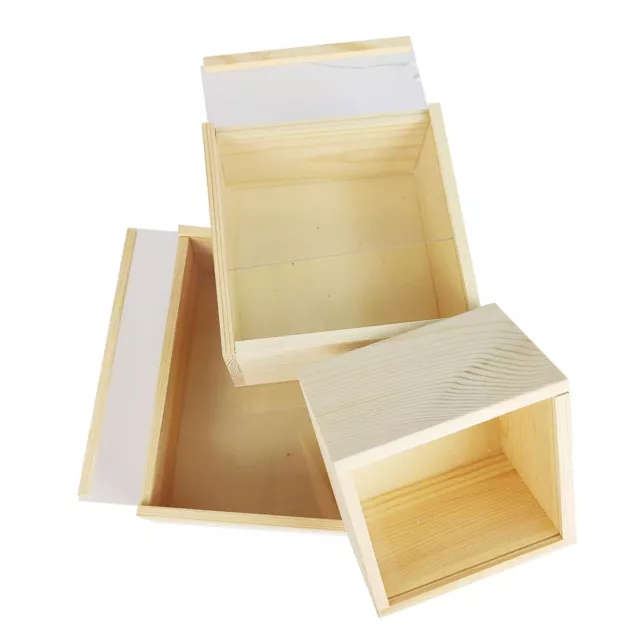 Natural Wooden Display Boxes with Clear Lid - Chest Decoupage Gift Box