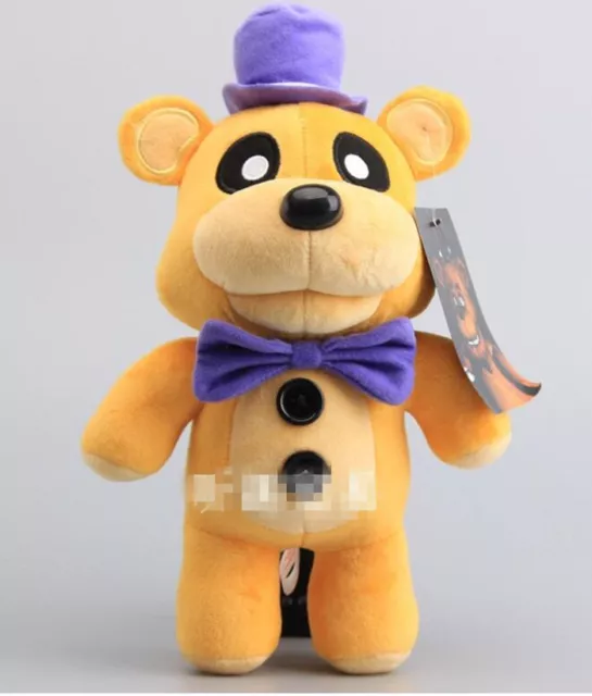 2PCS FNAF Five Nights at Freddy's PURPLE Shadow + GOLD Bear Plush