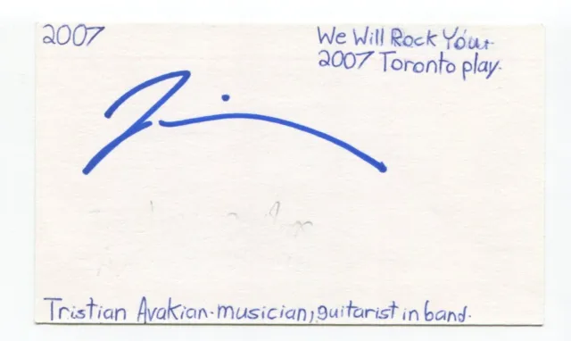 Tristan Avakian Signed 3x5 Index Card Autographed Actor Guitarist Rollerball