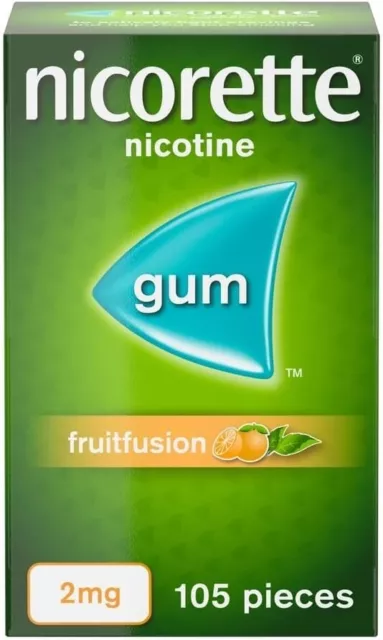 Nicorette Fruitfusion Flavour 2mg Gum Nicotine Stop Quit Smoking 105 Pieces NEW