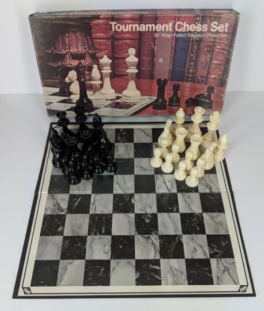 ES Lowe Tournament Chess Set Replacement Chess Pieces 3 1/8” Felted ~ NO  BOARD