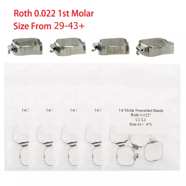 10 Kits Dental Orthodontic Band & Buccal Tube 1st Molar U1/L1 Roth.022" 29#-43+#