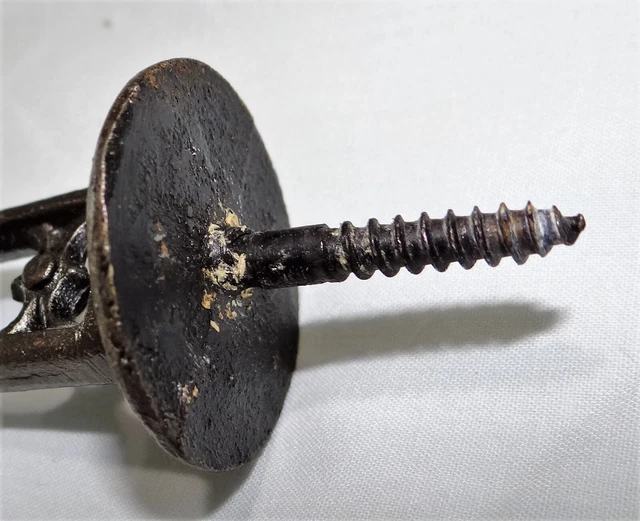 Vtg Cast Iron Ornate Hook Hanger for Plant Bird Cage Lamp Wall Mounted Screw 3