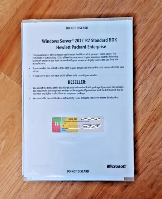 HP Windows Server 2012 R2 Standard ROK 64 bit Server Lizenz 2 CPU nur HP Server