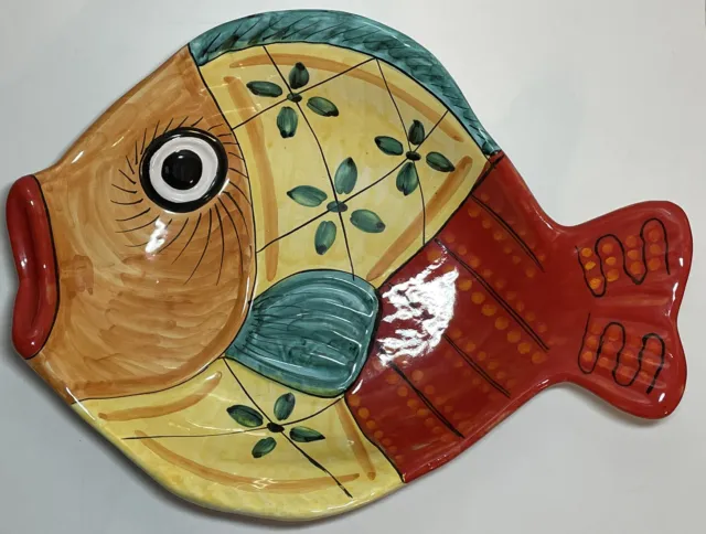 Vietri Desuir Fish Bowl Dish Hand Painted Italy Pottery platter/art wall hanging