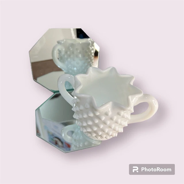 Hobnail Milk Glass Star Shaped Open Sugar By Fenton