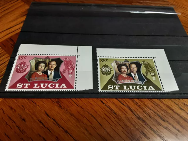 St Lucia 1972 SG 343-44 Royal Silver Wedding set 2v (Omnibus) MNH