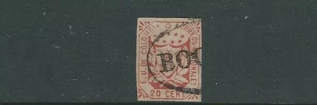 Colombie 1864 Manteau De Bras (Scott 32 20c Écarlate) F D'Occasion