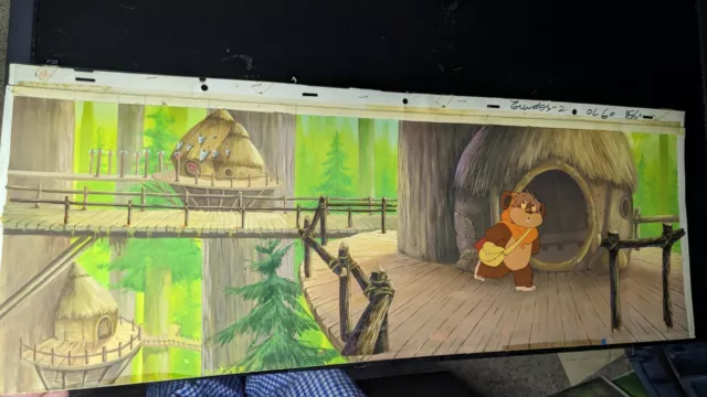 EWOKS animation cels BACKGROUND production art  Vtg Star Wars Toys Figures X1