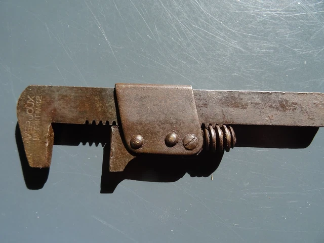 Ancienne Grande Clé à Molette Mécanicien - Outillage Bricolage Vintage - 45 Cm