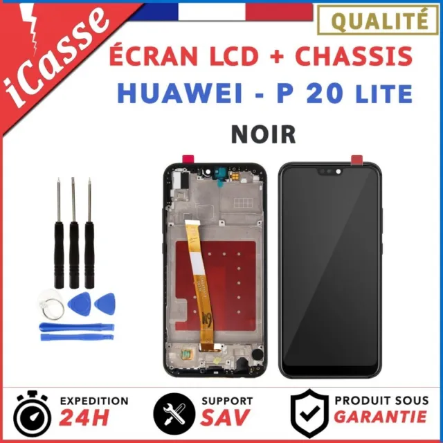 ECRAN LCD pour HUAWEI P20 LITE COMPLETE AVEC CHÂSSIS NOIR + OUTILS