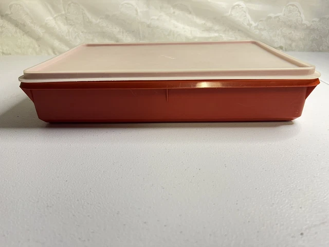 VINTAGE TUPPERWARE RECTANGLE Storage Container Paprika w/Sheer Lid 13x9 ...