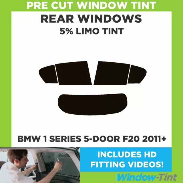 Pre Cut Window Tint for BMW 1 Series 5-Door Hatch F20 2011- 5% Limo Black Rear