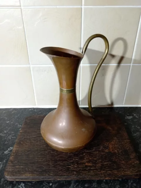 Large Vintage Copper Jug/Pitcher/Vase with Brass Handle