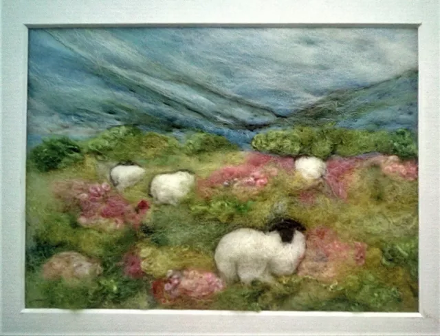 Needle Felting Kit using Hand Dyed Fleece - Sheep in the Meadow