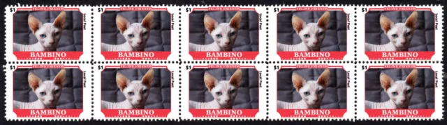 Bambino Feline Friends Cat Breeds Strip Of 10 Mint Stamps #2