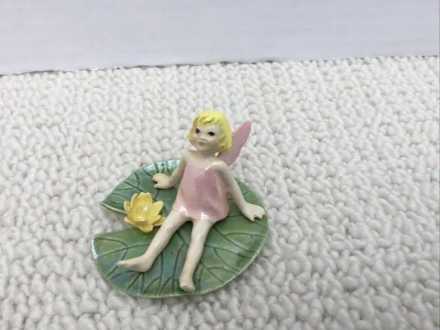 Vintage Retired Hagen Renaker Specialty Girl Pixie on Lily Pad Diameter 6 cm