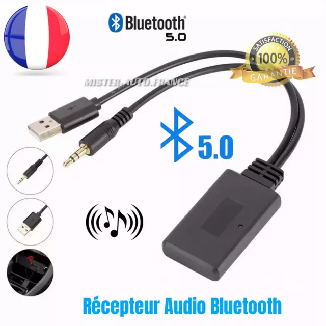 Kisbeibi Adaptateur auxiliaire Bluetooth 5.0 pour voiture avec cassette  audio et récepteur auxiliaire : : High-Tech