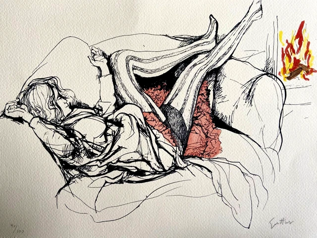 Renato Guttuso'' Marta La Con Camino ''Litografía 1980 Publicado