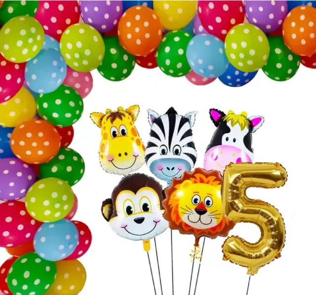 Animali Palloncini Set Bambini Compleanno 8th 10th Lattice Zebra Viso Zoo Tema