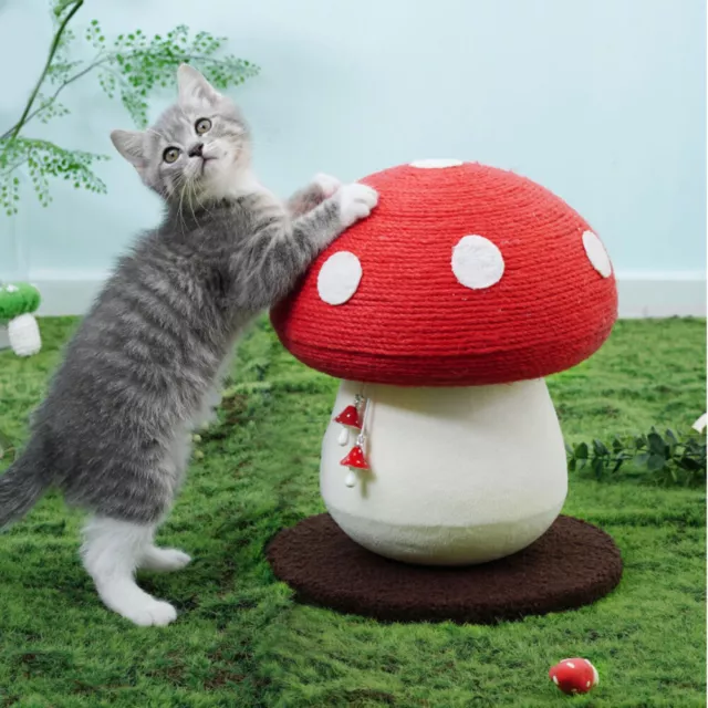 Cute Mushroom Cat Tree Kitten Activity Centre Scratching Post Tower Playing Toys
