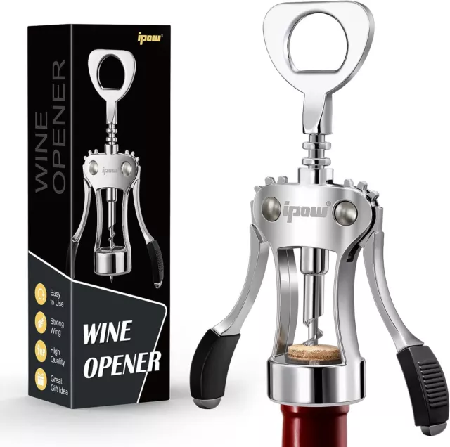 Wine Opener Zinc Alloy Wine Bottle Opener Wing Corkscrew Heavy Duto Silver