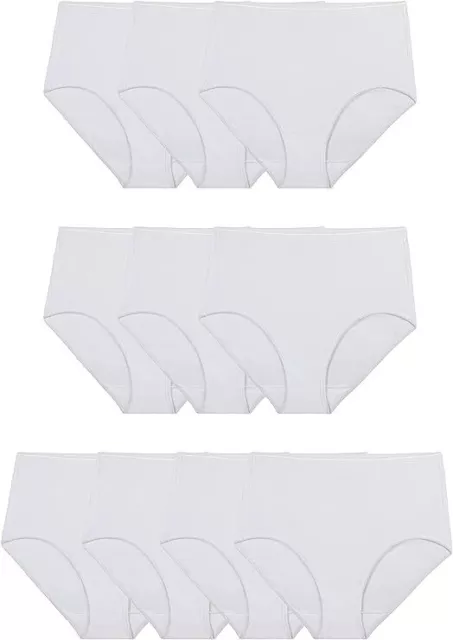 Fruit of the Loom Fit for Me Women's Plus Size White Cotton Brief Panties 10-PK