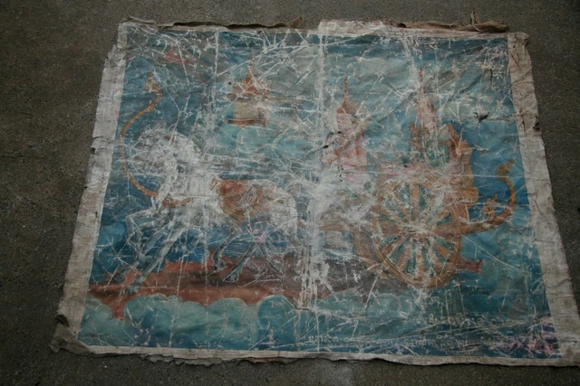 Original Ancient Cambodia Canvas Painting                  .