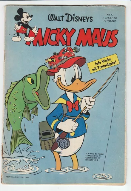 Micky Maus 1958 Nr. 13 Original Ehapa Verlag im mäßigen Zustand !!!