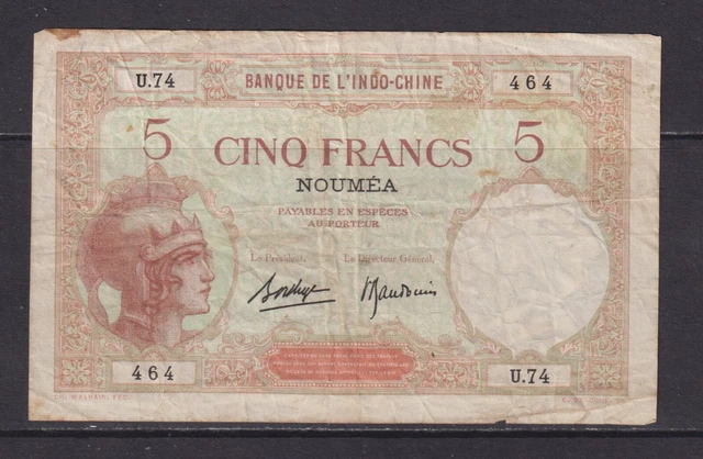 NEW CALEDONIA - 1926 5 Francs Circulated Banknote