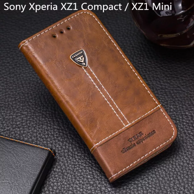 Für Sony Xperia XZ1 Compact/XZ1 Mini Flip Leder Geldbörse Kartensteckplatz Etui Cover