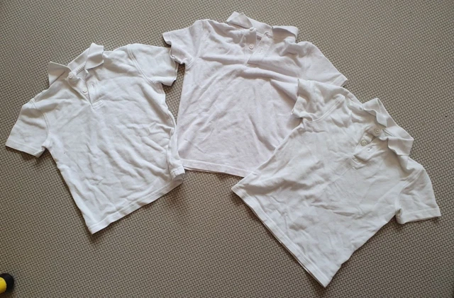School Uniform White Polo T shirt Short Sleeve (x3) - 4-5 Years (F&F)