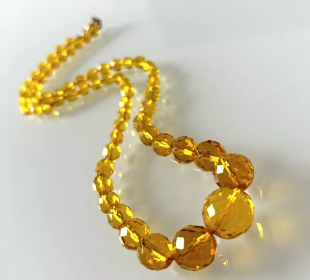 Wunderschöne Facettierte Gelbe Citrin Edelstein Halskette (Verschluss Vergoldet)