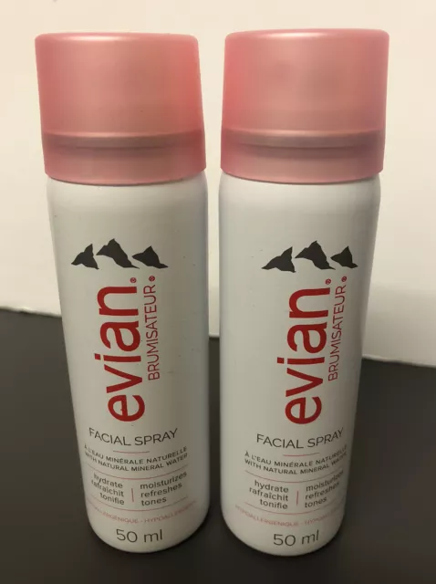2x Evian Mineral Water Facial Spray 50ml. BRAND NEW. FREE UK POST!