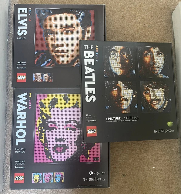 Lego Art: Marilyn Monroe 31197 & Elvis Presley 31204 & The Beatles 31198 - NEW