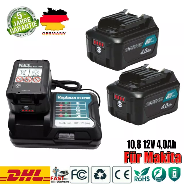 für Makita 12V 10,8V CXT Akku Ladegerät BL1041B BL1021B 1040 1020 1016 4Ah LiIon