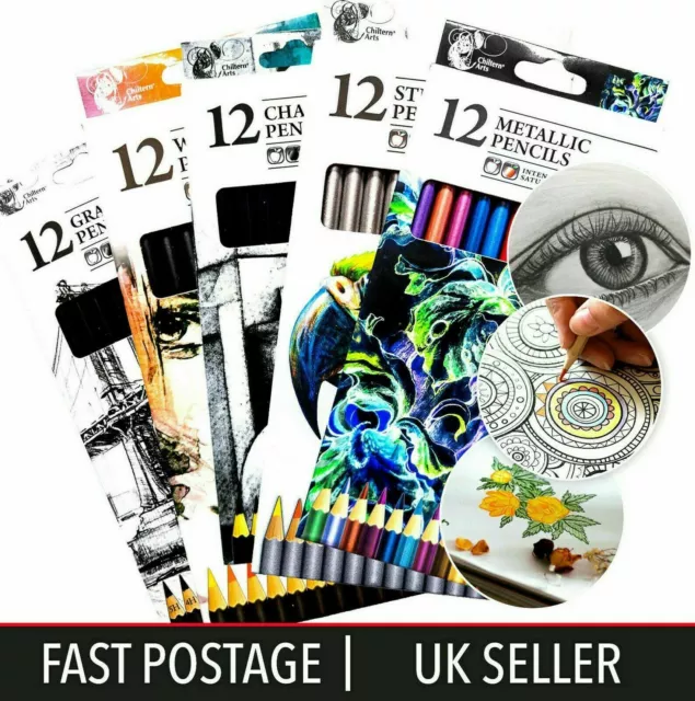 12 Sketching Pencils Tones Drawing Shades Art Artist Graded Studio Water Colour