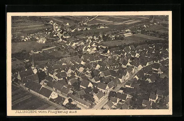Illingen, Teilansicht, Fliegeraufnahme, Ansichtskarte 1928