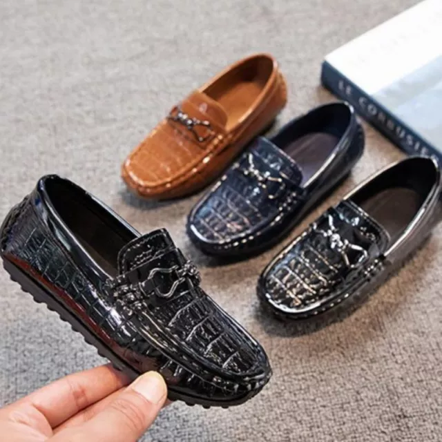 Boys Kids School Shoes Party Wedding Dress Shoes Retro Casual Loafers UK Size