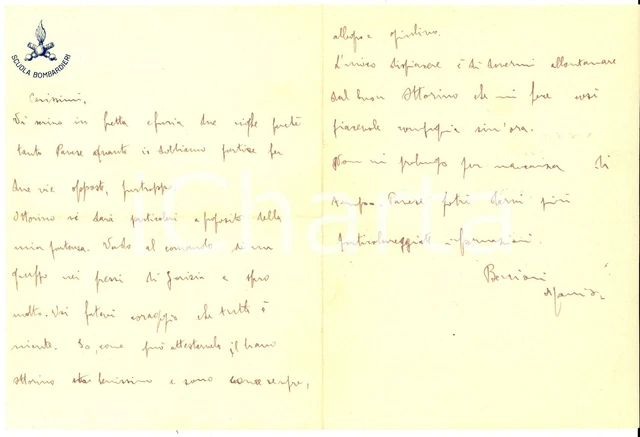 1917 SCUOLA BOMBARDIERI Lettera di un giovane ufficiale sulla ...