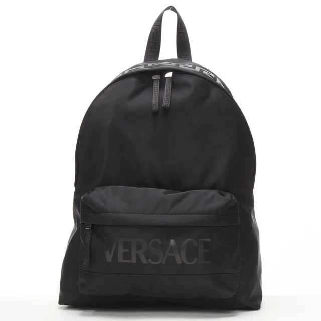 new VERSACE La Greca 90's logo black nylon backpack bag new VERSACE La Greca 90's logo black nylon backpack bag