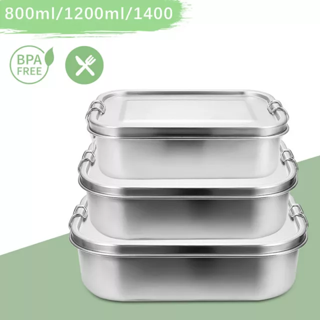 800-1400ml Brotdose Metall Brotdose Thermobehälter Lunchbox BPA frei Edelstahl