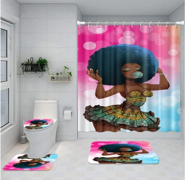 Lovely African American Girl Bathroom Sets, Shower Curtain Sets