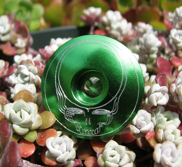 Steal Your Face Green Headset Stem Top Cap 1 1/8" Custom Engraved Grateful Dead